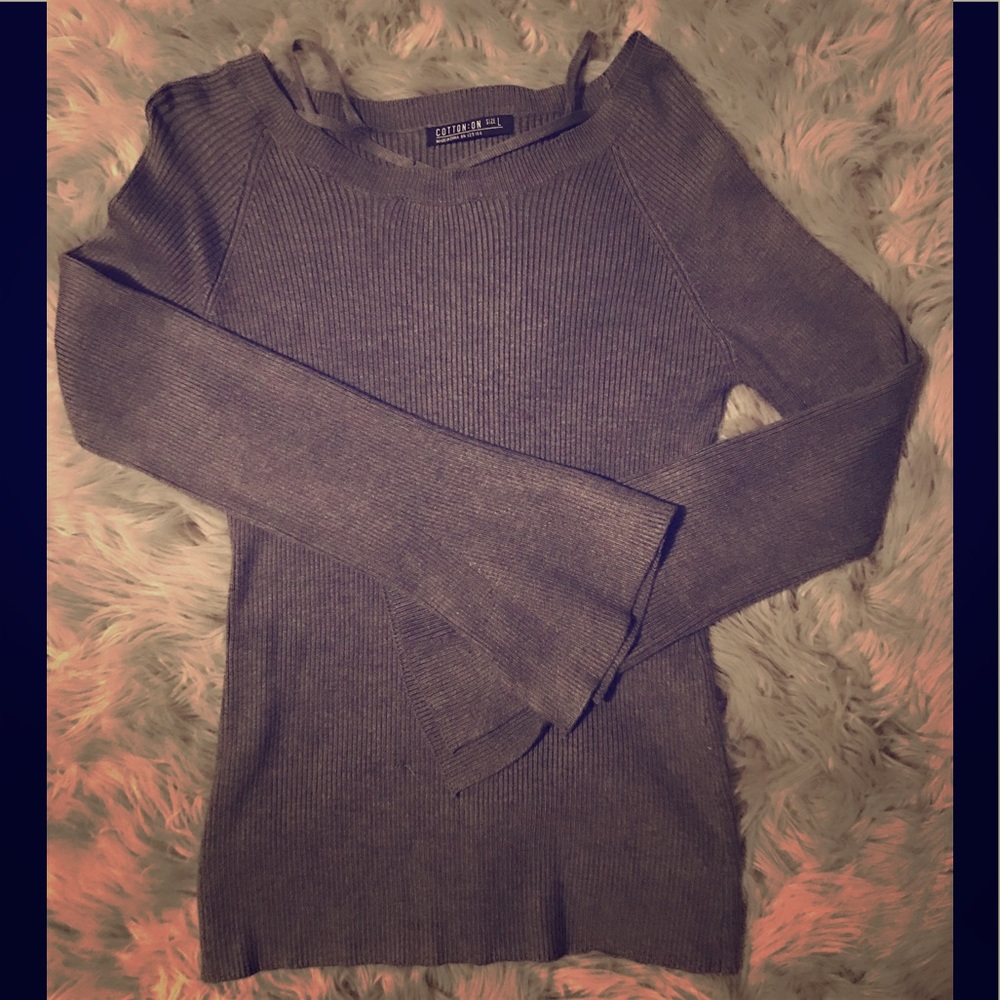 Gray Shirt with Bell Sleeves